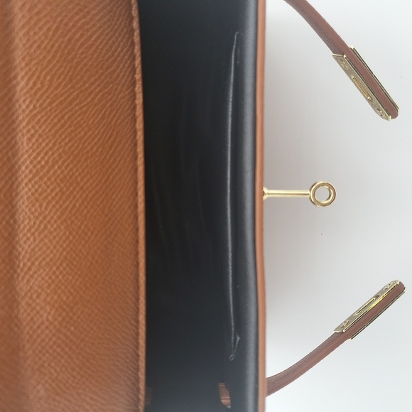 Brown PU Leather Tote Purse Satchel with Gold Hardware - Picture 9 of 9